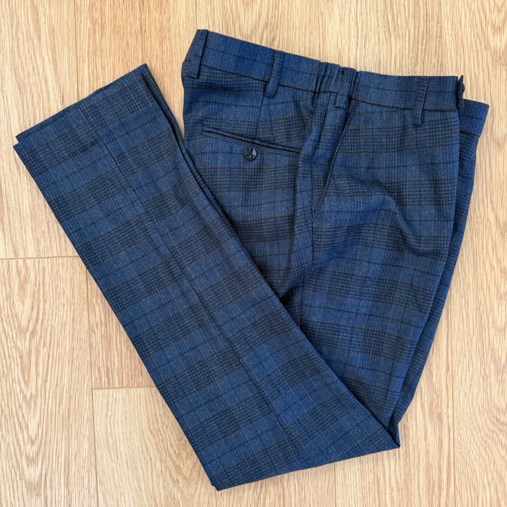 French Crown Suit Mens 42 34x31.5 Gray Blue Plaid Double Breasted AMAZING Wool - Picture 14 of 16